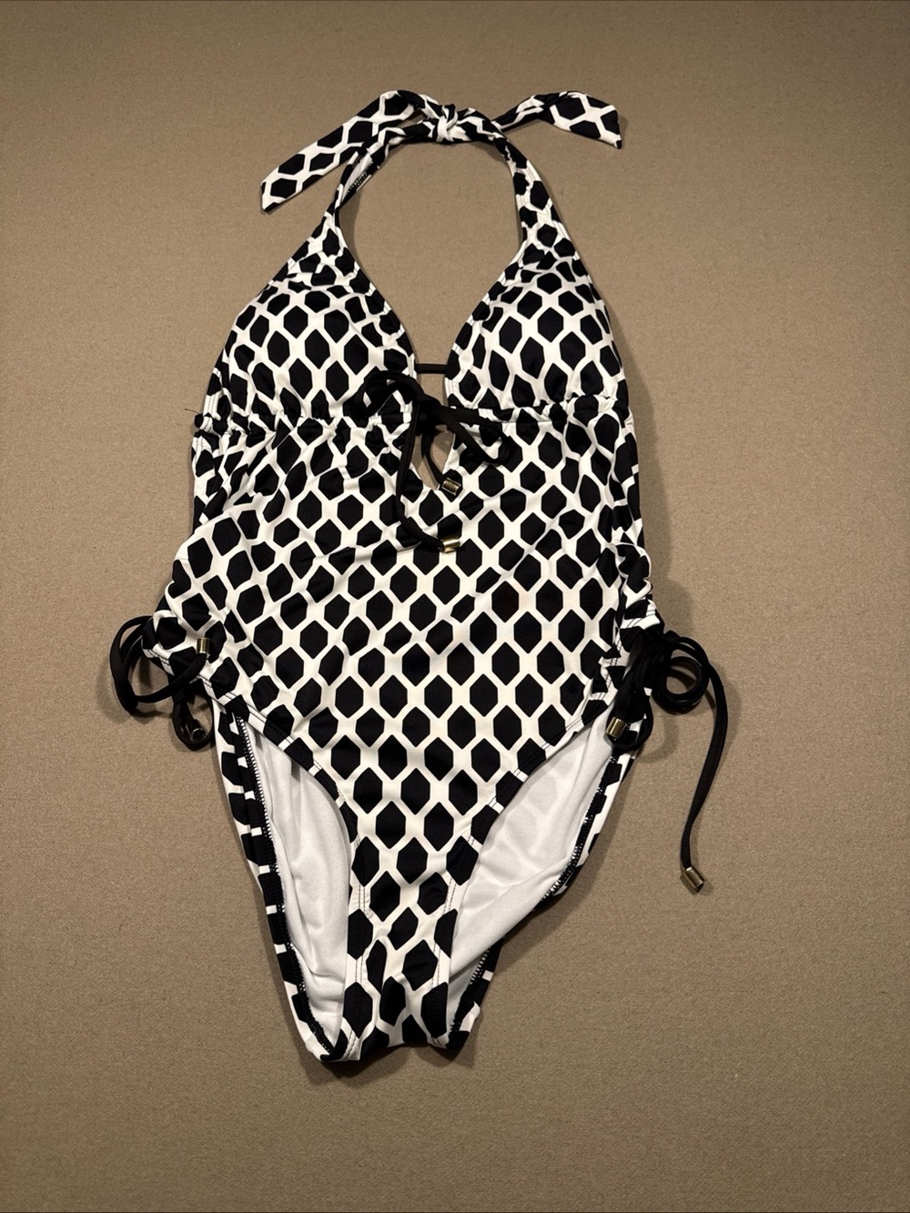 Women’s  Black & White Geometric One-Piece Swimsuit - Brand:apt 9